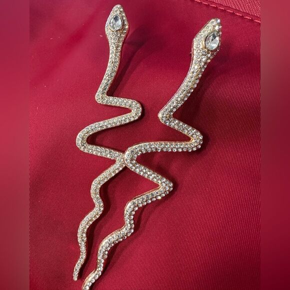 Earrings - Sparkling Serpent Statement, Dazzling & Bold - Picture 1 of 15